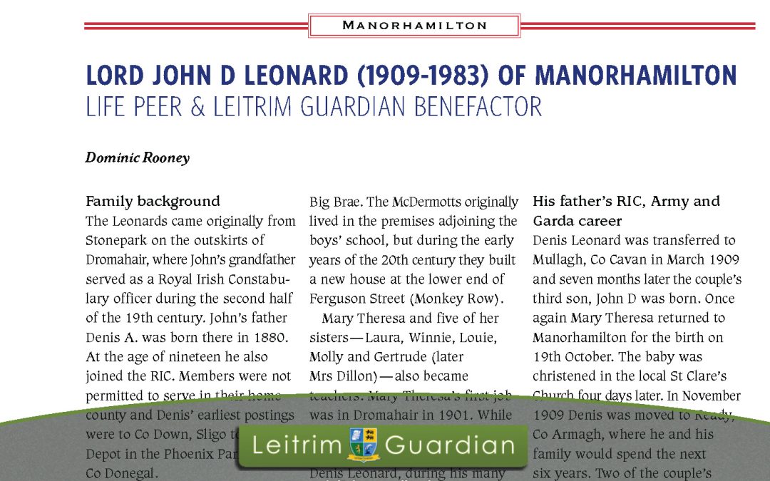 13 – Lord John D Leonard (1909-1983) of Manorhamilton | LG2013